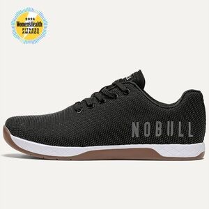 NOBULL Black Knit Athletic Shoes with Brown Sole